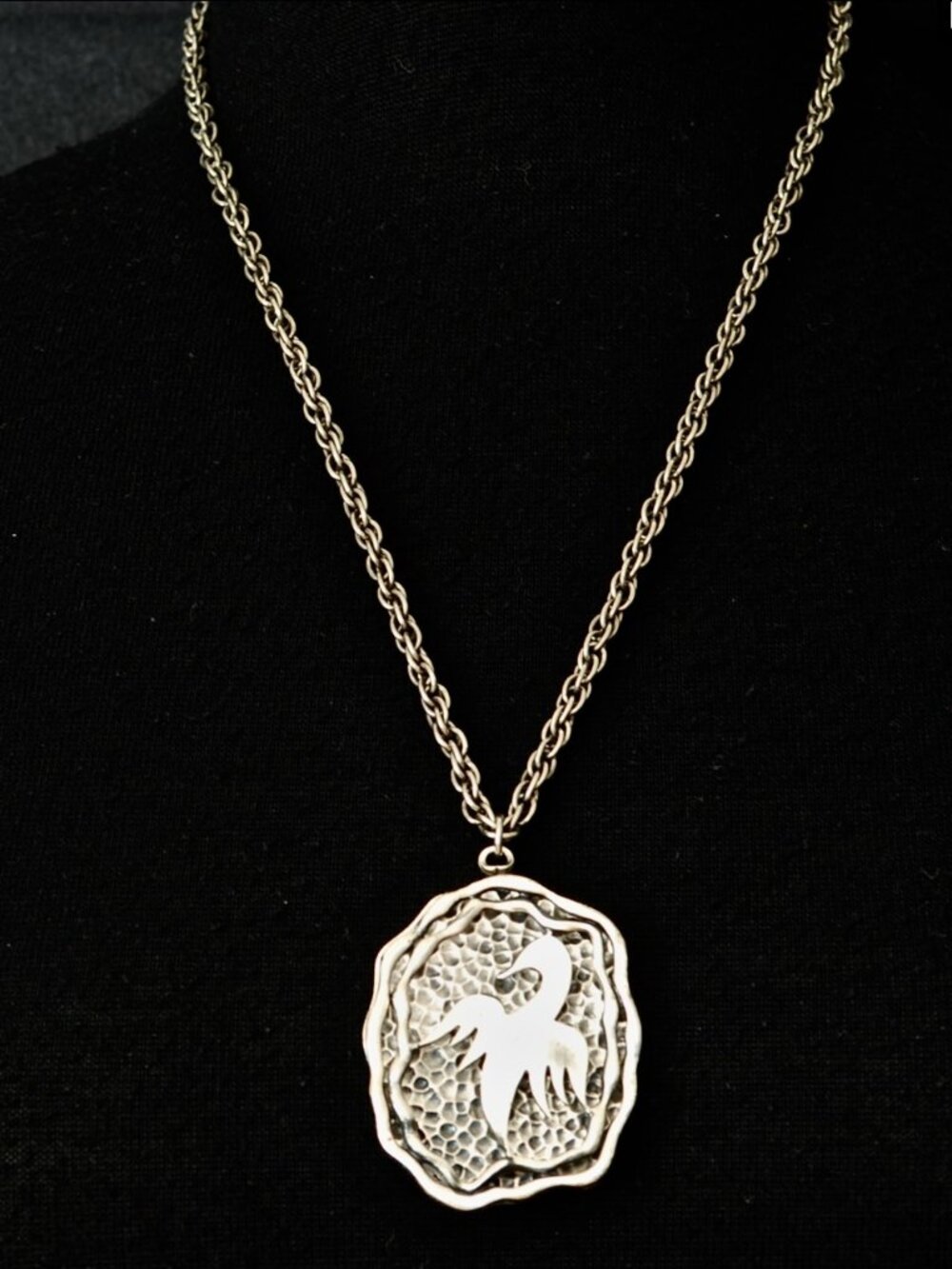 Coro Modernist Mexican Inspired Vintage Bird Pendant Necklace - Signed